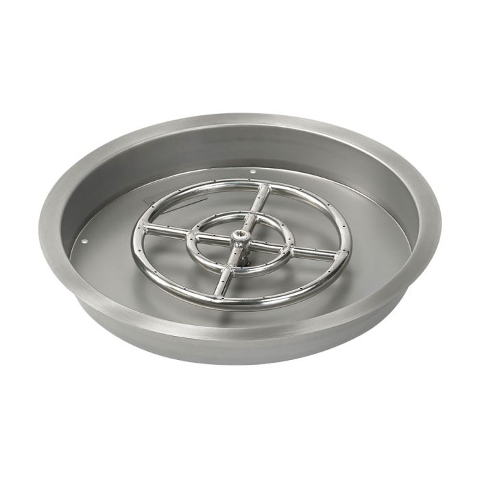American Fire Products 19" Round Stainless Steel Drop-In Fire Pit Pan - 12" Ring - Spark Ignition - Natural Gas