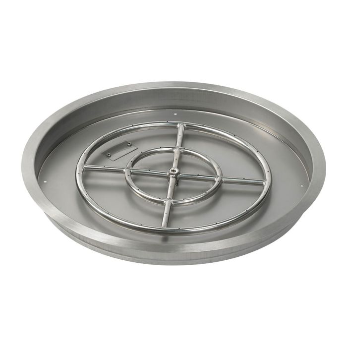 American Fire Products 25" Round Stainless Steel Drop-In Fire Pit Pan - 18" Ring - Match Light - Propane