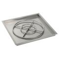 American Fire Products 30" Square Stainless Steel Drop-In Fire Pit Pan - 24" Ring - Spark Ignition - Natural Gas