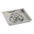 American Fire Products 18" Square Stainless Steel Drop-In Fire Pit Pan - 12" Ring - Spark Ignition - Natural Gas