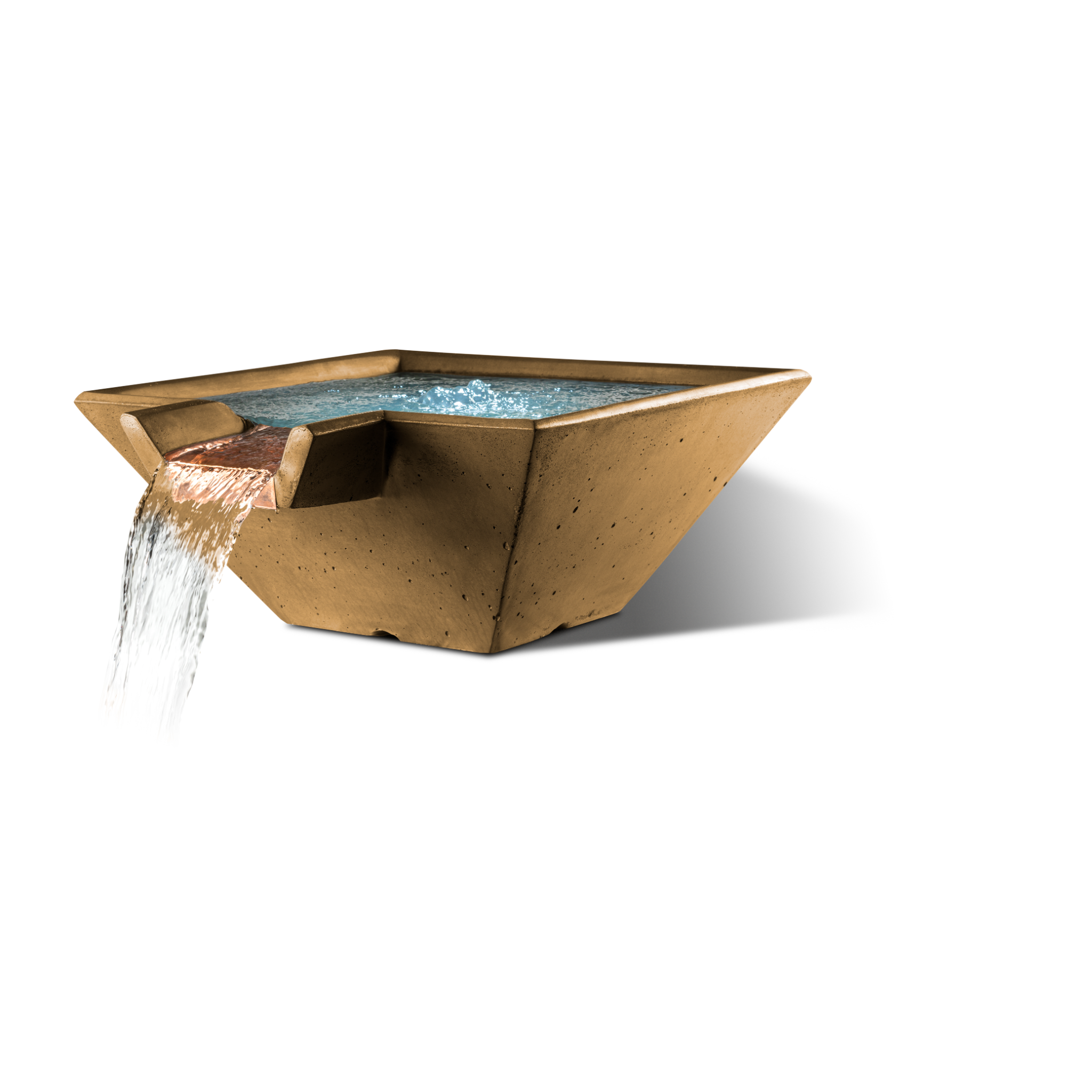 Slick Rock Cascade Square Water Bowl - Stainless Steel Spillway